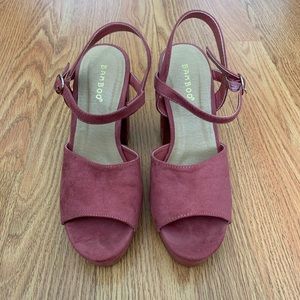 Faux Suede Platform Block Heel